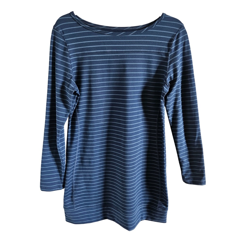 Carve Designs Womens Blue Striped Long Sleeve Talora dress Athleisure Comfort MD